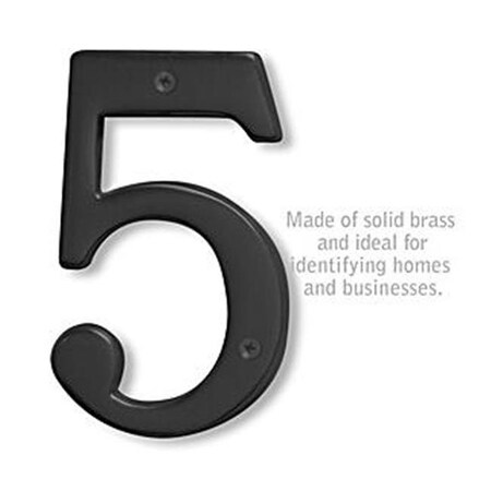 Salsbury Industries SalsburyIndustries 1230BLK-5 6 in. Solid Brass Number; Black - 5 1230BLK-5